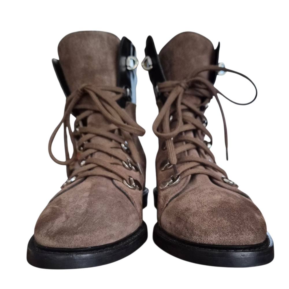 Aquatalia Boots Clarisa Suede Brown and Leather Italian Ankle Boots sz 8.5 - Picture 4 of 11